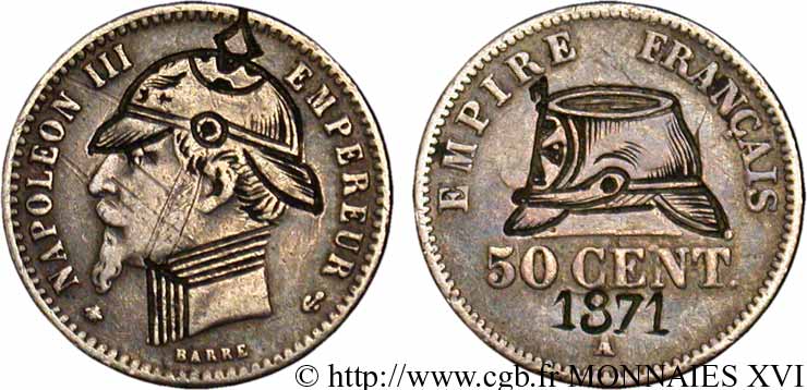 Monnaie satirique, module de 50 centimes, regravée n.d. Paris F.188/ (pour le type) TTB 