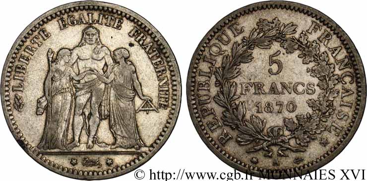 5 francs Hercule 1870 Paris F.334/1 XF 