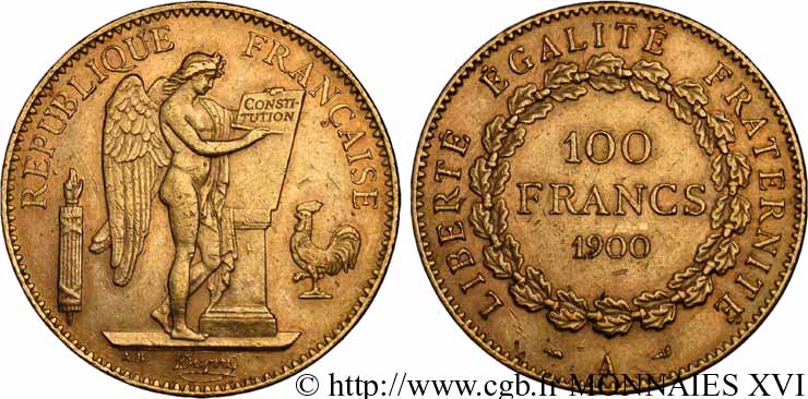 100 francs génie, tranche inscrite en relief Dieu protège la France 1900 Paris F.552/13 XF 