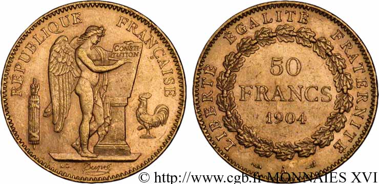 50 francs génie, Troisième république 1904 Paris F.549/6 VZ 