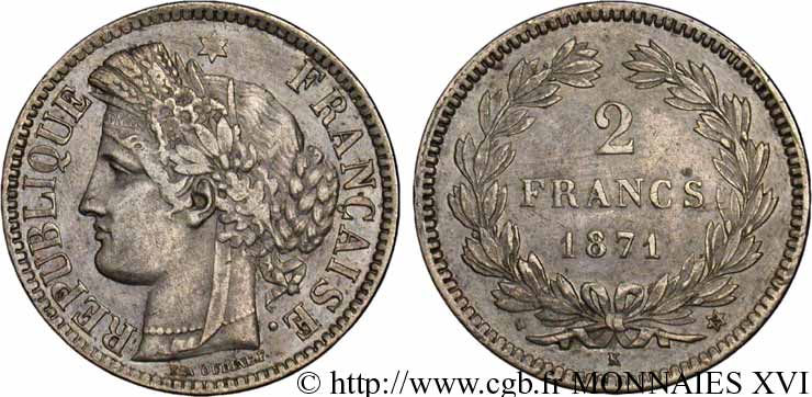 2 francs Cérès, sans légende 1871 Bordeaux F.264/4 BB 