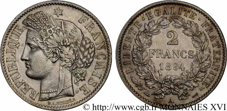 2 francs Cérès, avec légende 1894 Paris F.265/16 SUP 