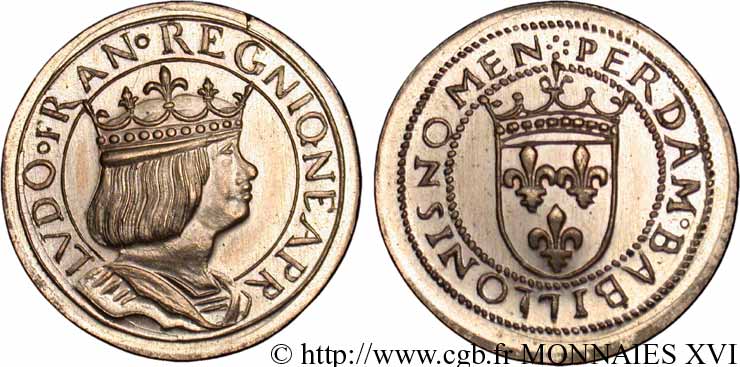 Essai de métal et de module au type du ducat d or de Naples de Louis XII n.d. Paris VG.3964 var. ST 