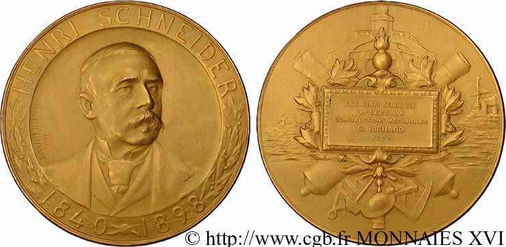 TERZA REPUBBLICA FRANCESE Médaille d’or du prix Henri Schneider attribuée à G. Richard SPL
