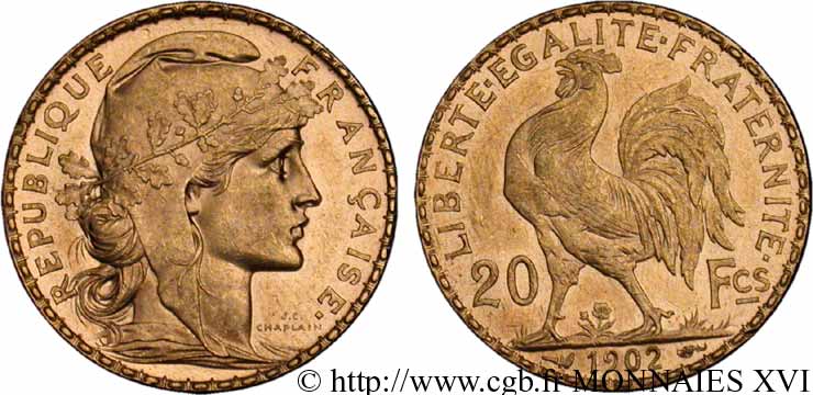 20 francs Coq, Dieu protège la France 1902 Paris F.534/7 SUP 