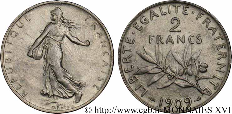2 francs Semeuse 1909 Paris F.266/11 EBC 