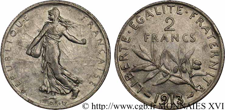 2 francs Semeuse 1913 Paris F.266/14 XF 