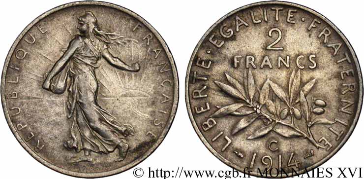 2 francs Semeuse 1914 Castelsarrasin F.266/16 MBC 