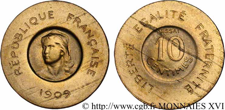 Essai de 10 centimes Rude 1909 Paris VG.4638  MS 