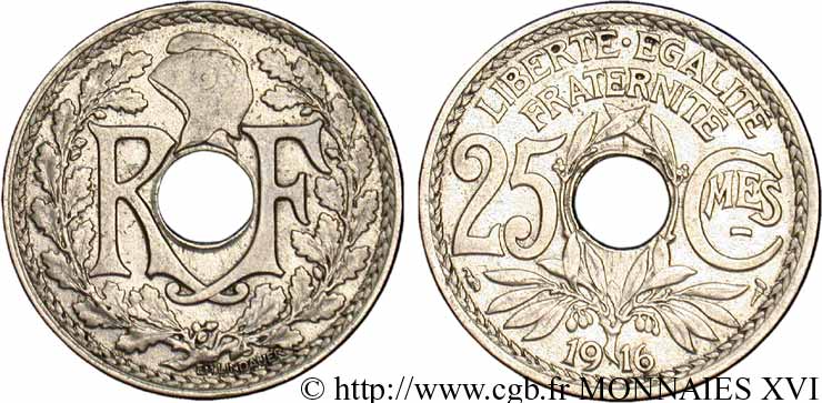 25 centimes Lindauer, Cmes souligné 1916 Paris F.170/4 XF 