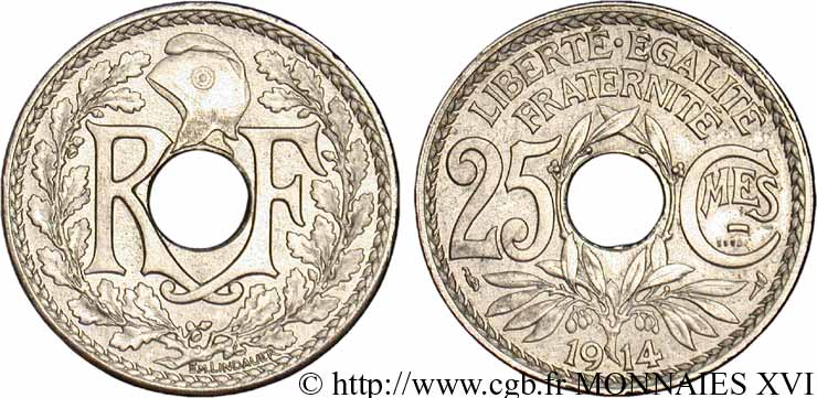 Essai - piéfort de 25 Centimes Lindauer en nickel 1914 Paris F.170/1P SPL 