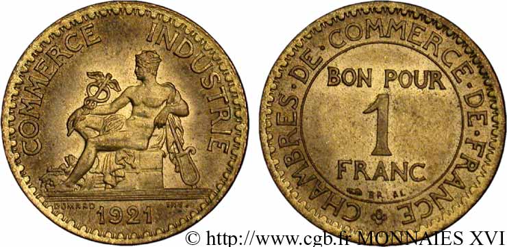 1 franc Chambres de commerce 1921 Paris F.218/3 AU 