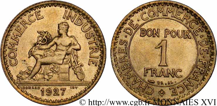 1 franc Chambres de commerce 1927 Paris F.218/9 SUP 