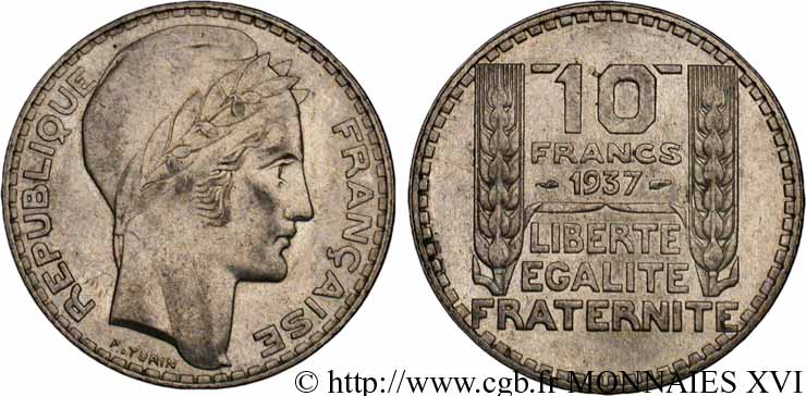 10 francs Turin 1937 Paris F.360/8 VZ 
