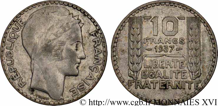 10 francs Turin 1937 Paris F.360/8 TB 