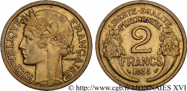 2 Francs Morlon 1935 Paris F.268/8 XF 