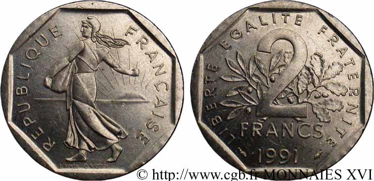 2 francs Semeuse, nickel, frappe monnaie 1991 Pessac F.272/15 EBC 