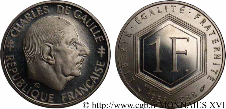 Essai de 1 franc De Gaulle 1988 Paris F.227/1 MS 