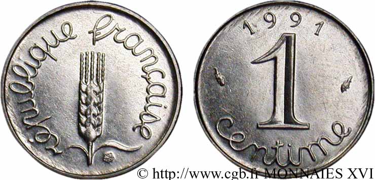 1 centime Épi, frappe monnaie 1991 Pessac F.106/48 SC 