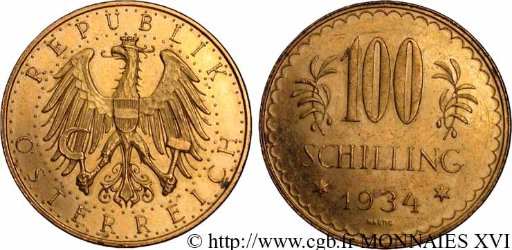 AUTRICHE - RÉPUBLIQUE 100 schillings 1934 Vienne VZ 