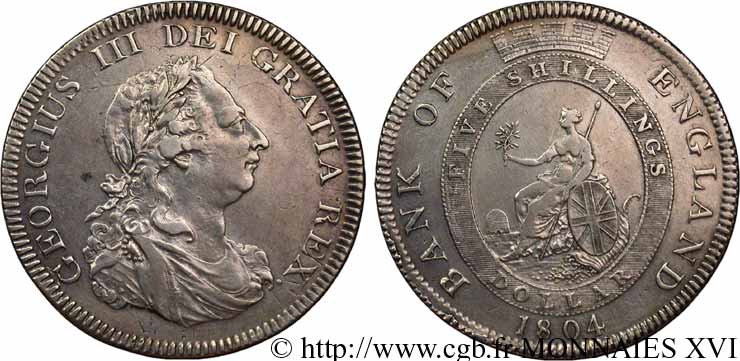 GRANDE-BRETAGNE - GEORGES III Dollar ou 5 schillings 1804 Londres TTB 