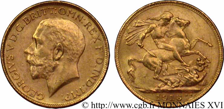 INDE - GEORGES V Mumbai Sovereign (souverain) 1918 Bombay SS 