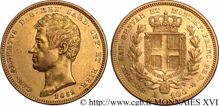 ITALIA - REINO DE CERDEÑA  - CARLO ALBERTO 100 lires or 1834 Gênes MBC 