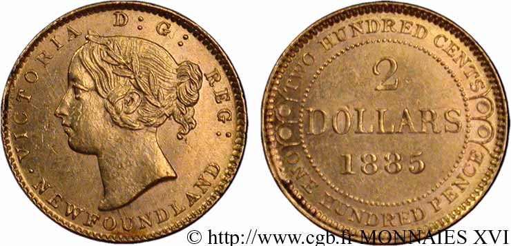 NEWFOUNDLAND (NEW FOUNDLAND) - VICTORIA 2 dollars 1885  AU 