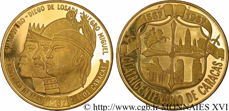 RÉPUBLIQUE DE VENEZUELA Médaille du quatrième centenaire de la fondation de Caracas n.d.  fST 