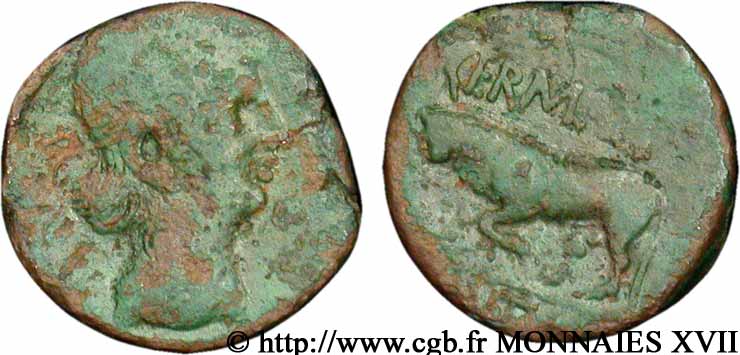 GALLIA BELGICA - REMI (Regione di Reims) Bronze GERMANVS INDVTILLI au taureau (Quadrans) VF/XF