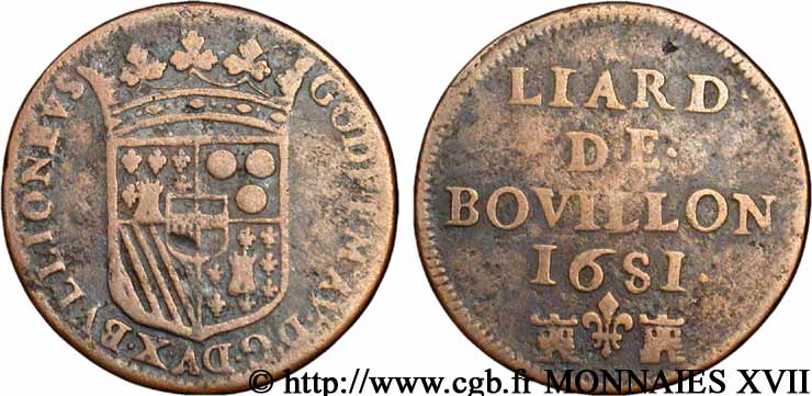 DUCHY OF BOUILLON - GODEFROY-MAURICE DE LA TOUR D AUVERGNE Liard de Bouillon VF