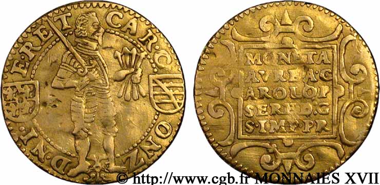 ARDENNES - PRINCIPAUTY OF ARCHES-CHARLEVILLE - CHARLES I OF GONZAGUE Ducat d’or, 2e type XF