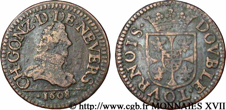 ARDENNES - PRINCIPAUTY OF ARCHES-CHARLEVILLE - CHARLES I OF GONZAGUE Double tournois fSS