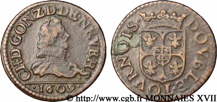 ARDENNES - PRINCIPALITY OF ARCHES-CHARLEVILLE - CHARLES I GONZAGA Double tournois XF
