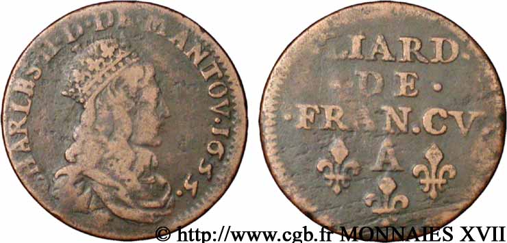 ARDENNES - PRINCIPALITY OF ARCHES-CHARLEVILLE - CHARLES II GONZAGA Liard VF