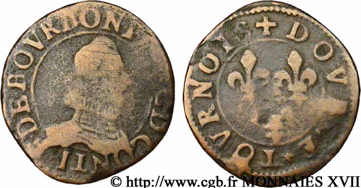 PRINCIPALITY OF CHATEAU-REGNAULT - FRANCIS OF BOURBON-CONTI Double tournois, type 8 VG/VF