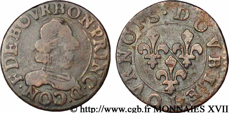 PRINCIPALITY OF CHATEAU-REGNAULT - FRANCIS OF BOURBON-CONTI Double tournois, type 8 VF