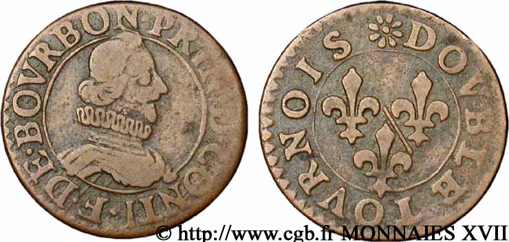 PRINCIPALITY OF CHATEAU-REGNAULT - FRANCIS OF BOURBON-CONTI Double tournois, type 8 VF