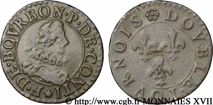 PRINCIPALITY OF CHATEAU-REGNAULT - FRANCIS OF BOURBON-CONTI Double tournois, type 9 XF