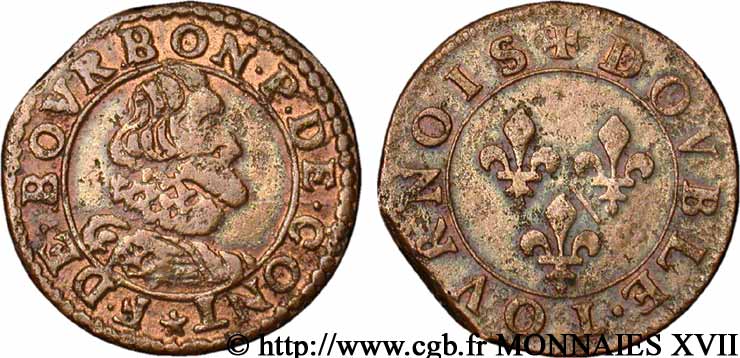 PRINCIPALITY OF CHATEAU-REGNAULT - FRANCIS OF BOURBON-CONTI Double tournois, type 12 XF