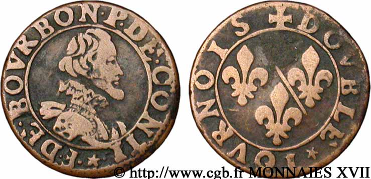 PRINCIPALITY OF CHATEAU-REGNAULT - FRANCIS OF BOURBON-CONTI Double tournois, type 13 XF