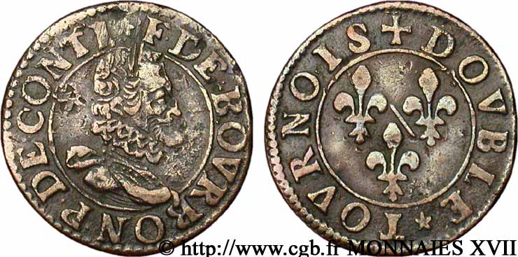 PRINCIPALITY OF CHATEAU-REGNAULT - FRANCIS OF BOURBON-CONTI Double tournois, type 16 XF