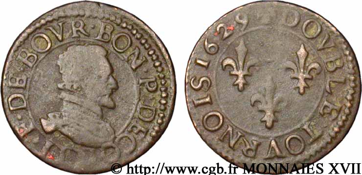 PRINCIPALITY OF CHATEAU-REGNAULT - FRANCIS OF BOURBON-CONTI Double tournois, type 17 VF