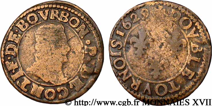 PRINCIPALITY OF CHATEAU-REGNAULT - FRANCIS OF BOURBON-CONTI Double tournois, type 17 VF