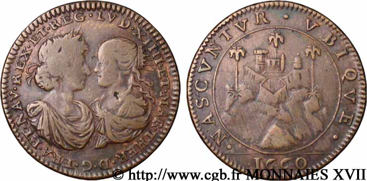 ARDENNES - MONTMÉDY Jeton avec bustes de Louis XIV et de Marie-Thérèse TTB