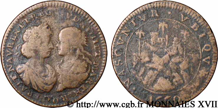 ARDENNES - MONTMÉDY Jeton avec bustes de Louis XIV et de Marie-Thérèse VF
