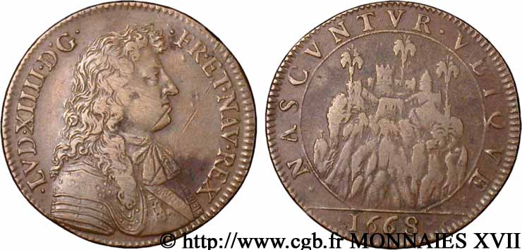 ARDENNES - MONTMÉDY Jeton avec buste de Louis XIV TTB