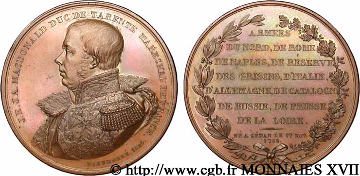 ARDENNES - JETONS ET MÉDAILLES DU SEDANAIS Médaille du maréchal Macdonald, né à Sedan SC