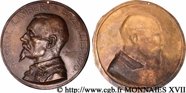 SATIRICAL COINS - 1870 WAR AND BATTLE OF SEDAN Médaille en fonte du général Lambert AU
