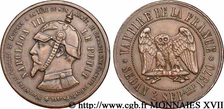 Monnaie satirique, module de 10 centimes 1870  Coll.38  SPL 